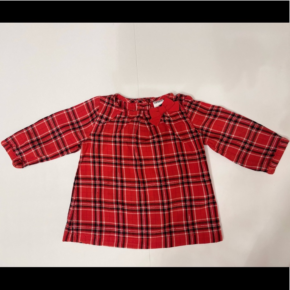 Girls Carter’s Dress 9 months old, Red Plaid with a side Bow